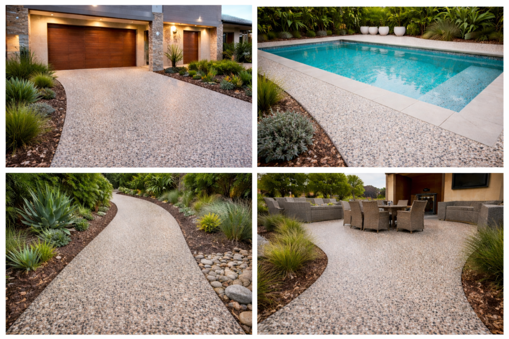 exposed aggregate pool surrounds